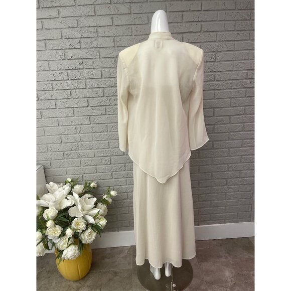 R&M Richards Women's Formal Cream Sequin Dress with Jacket Mother of the Bride 2 - Picture 2 of 13